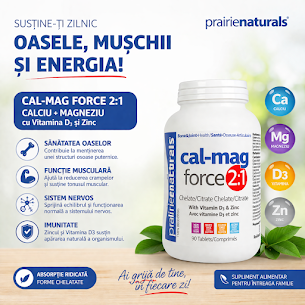 cal mag force 2 in 1 Calciu si Magneziu 2:1 Forte - 90 capsule - imagine 2