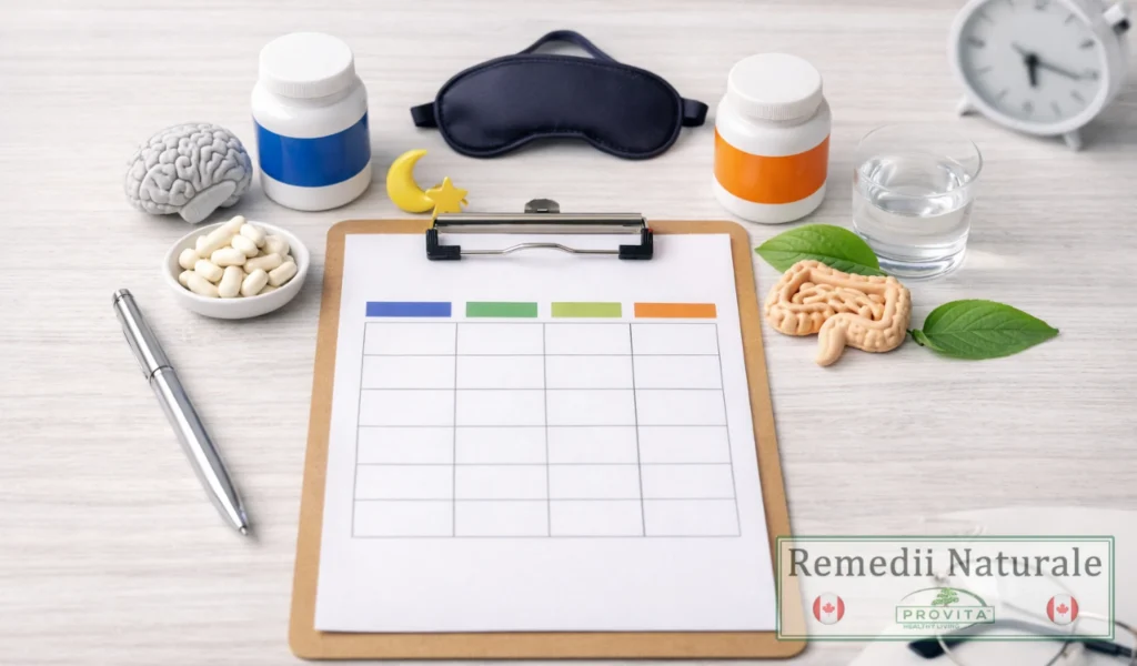 Cadru tip tabel comparativ pentru magneziu citrat, glicinat si treonat, cu simboluri pentru digestie, somn si memorie, fara text lizibil.